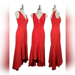 Karl Lagerfeld Paris size 2 elegant evening gown red with pearl embellishments